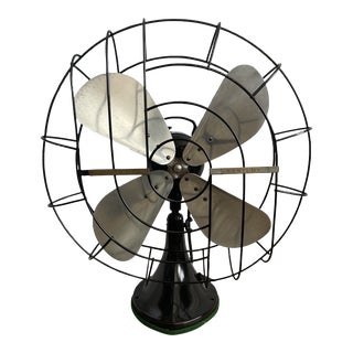 Vintage Hunter Century Oscillating Metal Blade and Cast Iron Fan For Sale
