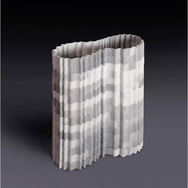Stripes B2 Decorative Vase in Honed Striato Olimpico Marble by Bufalini Marmi For Sale - Image 8 of 8