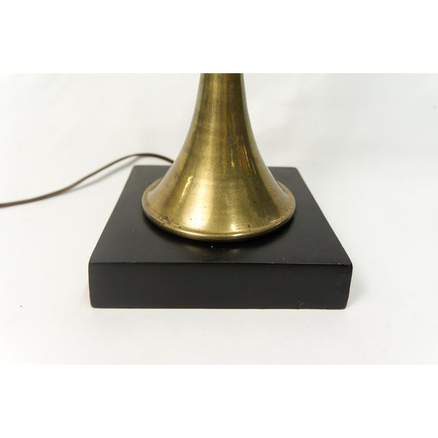 Chapman Manufacturing Company 1972 Chapman Brass Floor Lamp With Original Black & Gold Shade For Sale - Image 4 of 12