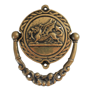 Vintage Solid Brass Door Knocker W/ Dragon Motif