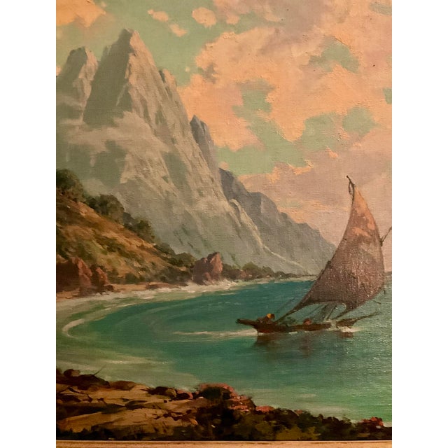 Hawaii Painting by Joseph Frey Signed Oil on Canvas Sailing Kauai North Shore For Sale In Los Angeles - Image 6 of 7