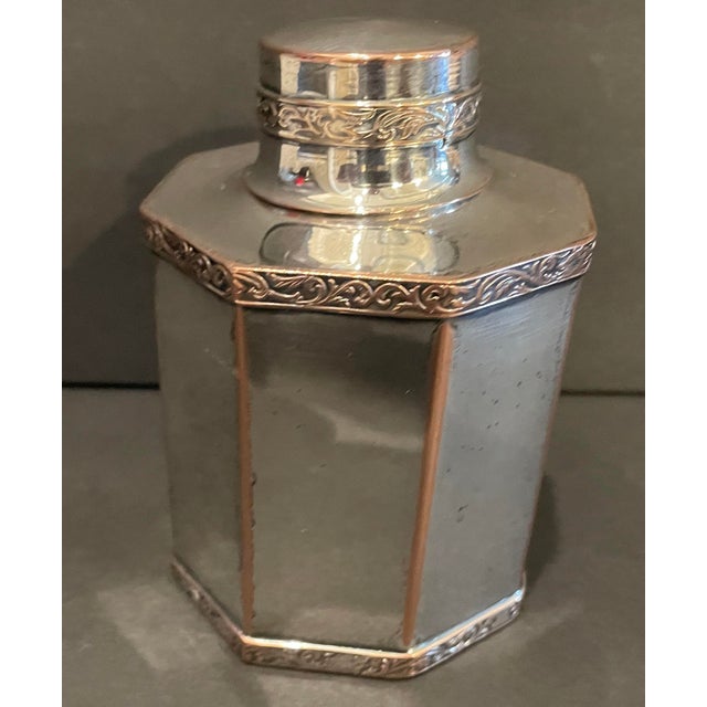 Traditional 1920s Octagonal Silverplate Tea Caddy For Sale - Image 3 of 11