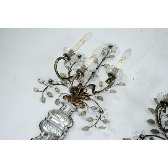 French Crystal Bronze Sconce Rings attributed to Maison Baguès, 1960s, Set of 2 For Sale - Image 6 of 18