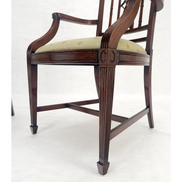 Pair of Very Fine Carved Mahogany Open Arm Faux Bamboo Arrows Armchairs MINT For Sale - Image 14 of 16