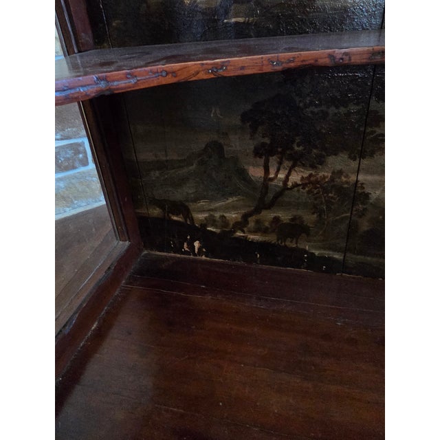 Wood Antique European Display Case Cabinet With Painted Interior For Sale - Image 7 of 17