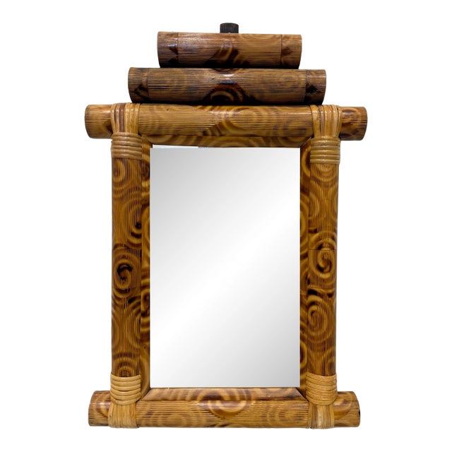 Vintage Decorative Coastal Bamboo Mirror For Sale
