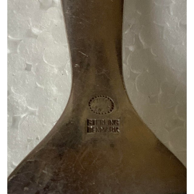 Traditional 1920s Georg Jensen Sterling Salad Spoon & Fork Set- a Pair For Sale - Image 3 of 7