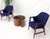 Mid-Century Modern New Blue Wool Upholstery Teak Frames Danish Mid-Century Modern Lounge Chairs For Sale - Image 3 of 15