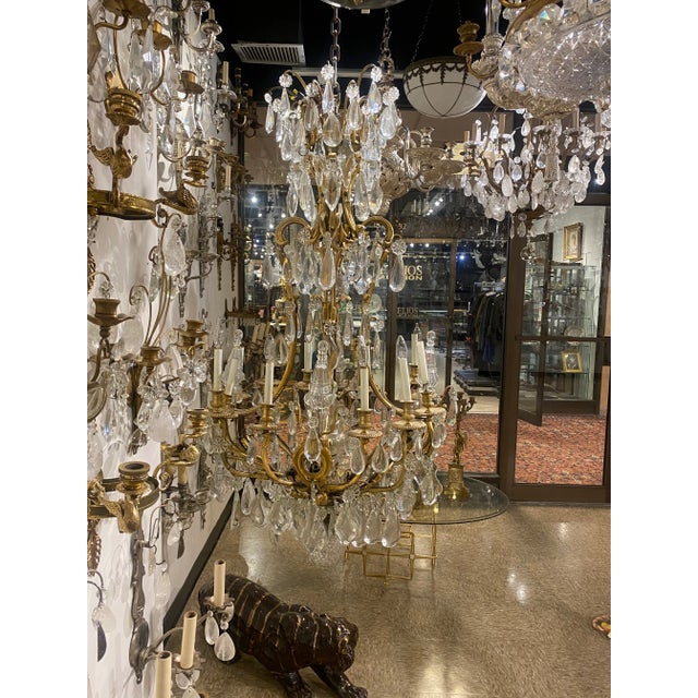Edward F. Caldwell & Co. Late 19th Century Caldwell Gilt Bronze and Crystal Chandelier For Sale - Image 4 of 6