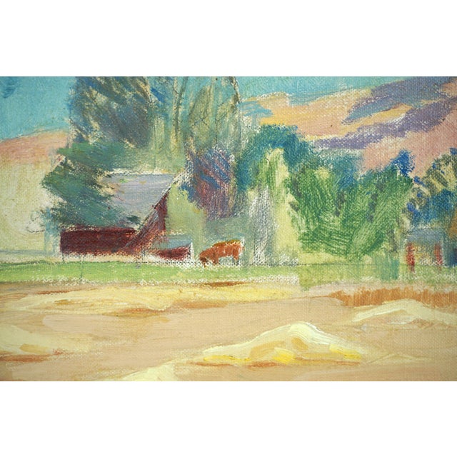 1960s Mid Century Original Oil Impressionist Painting - The Hay Field For Sale - Image 5 of 6