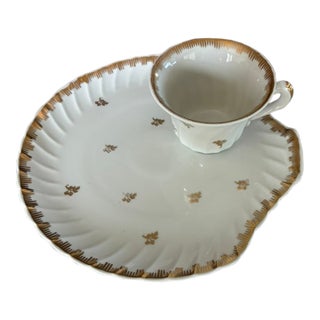 Vintage Bone China Lunch Plates With Matching Cups For Sale