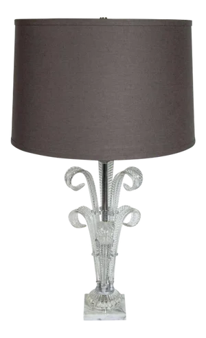 1940s Hollywood Cut Crystal Plume Lamp