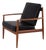 Model 118 Armchair Grete Jalk for France & Søn in Teak and Black Leather, 1960s For Sale