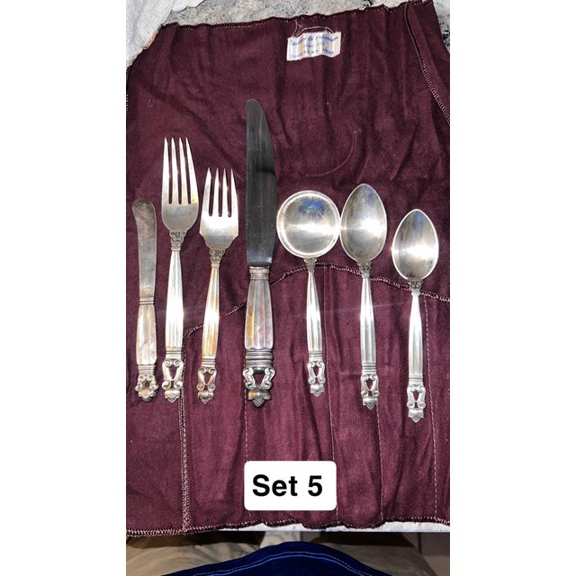 1920s Mid-Century Modern Georg Jensen Sterling Acorn Flatware - Set of 7 For Sale - Image 9 of 10