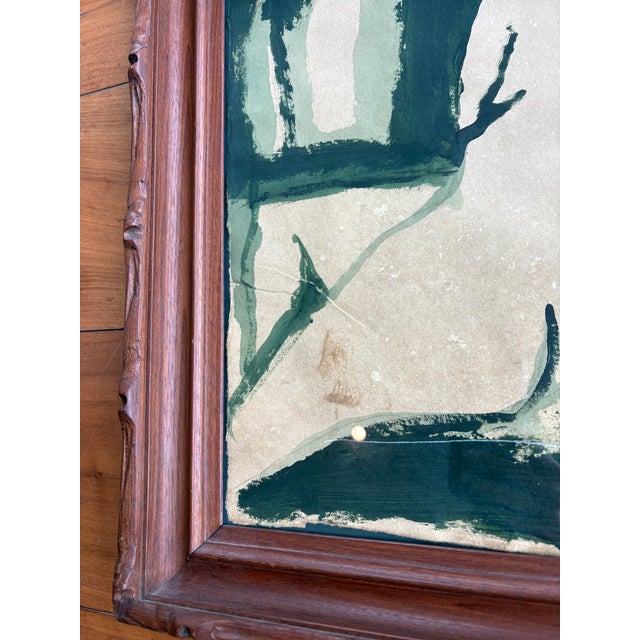 2025 Abstract Green Nude Figure, Portrait of a Lady in Vintage Frame For Sale - Image 4 of 6