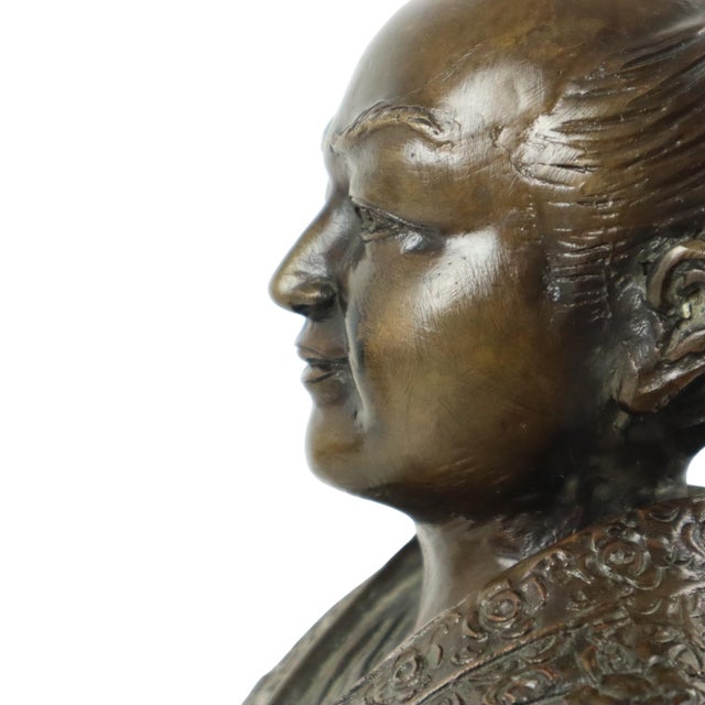 Japanese Artist, Bronze Sculpture of a Japanese Warrior Kneeling Samurai, 1950s, Bronze For Sale - Image 9 of 13