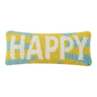 Happy Hook Pillow, 12" x 5" For Sale