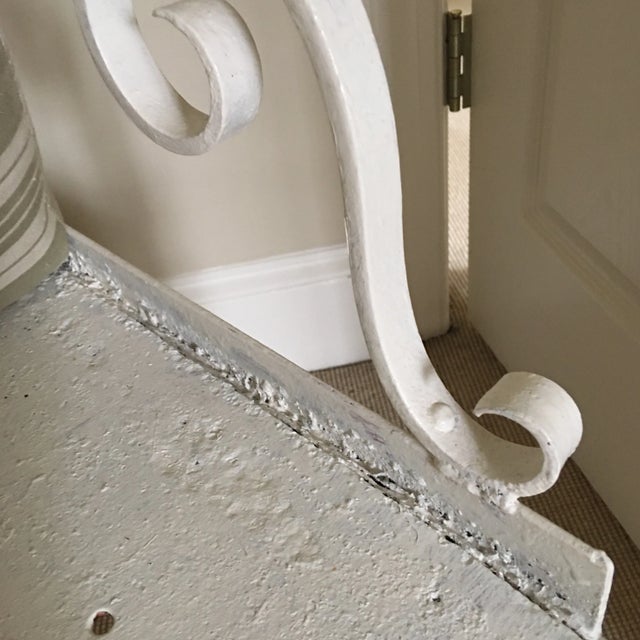 Vintage French Iron Painted Armchair Fauteuil Chair W Pillow For Sale - Image 9 of 10