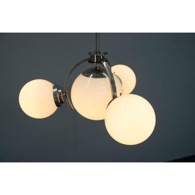 Silver Art Deco / Functionalist Nickel Chandelier, 1930s For Sale - Image 8 of 12