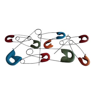 Modern Kare Design Metal Wall Coat Rack With Sculptural Hooks, 1950s. For Sale