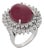 Vintage 14.80 Carat Treated Ruby Diamond 14k White Gold Cluster Cocktail Ring, Size 6 For Sale