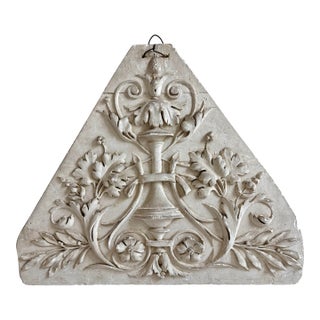 1892 Neoclassical French Large Decorative Architectural Bas-Relief Cast Plaster Workshop Sample, High Relief Scrollwork With Acanthus & Olive Leaves For Sale
