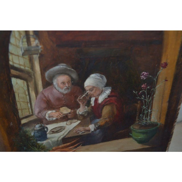 Late 19th Century "Peasants at the Table" French School Figurative Oil Painting For Sale - Image 9 of 10