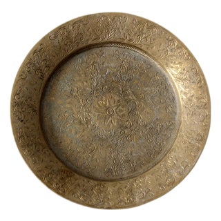 Vintage Engraved Brass Plate For Sale