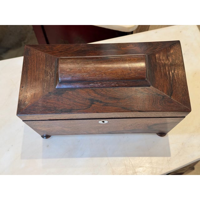19th Century 19th Century Rosewood Tea Caddy With Cut Glass Tumbler For Sale - Image 5 of 9