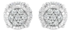 .925 Sterling Silver 1/3 cttw Round-cut Diamond Floral Stud Earring (I-J Clarity, I3 Color)