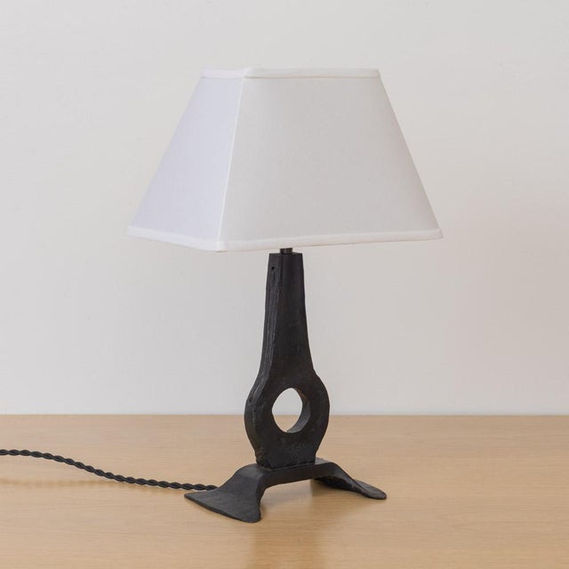 1950s French Heavy Iron Brutalist Lamp For Sale In Los Angeles - Image 6 of 12