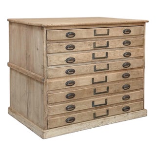 Antique French Stripped Pine Architect’s Map ~ Blueprint Cabinet For Sale