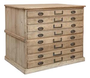 Antique French Stripped Pine Architect’s Map ~ Blueprint Cabinet