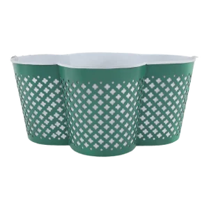 Beautiful Teal Checkered Flower-Shaped Flower Pot