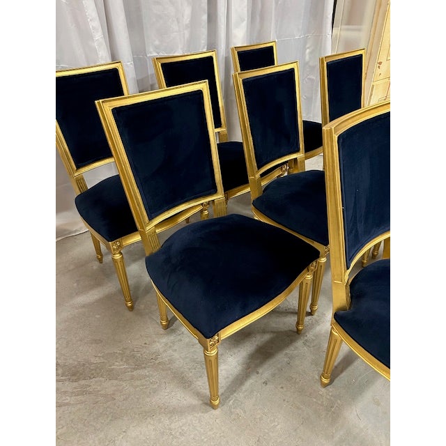 Ethan Allen 21st Century Louis XVI Style Gold Gilded Ethan Allen Chairs, Set of 8 For Sale - Image 4 of 16