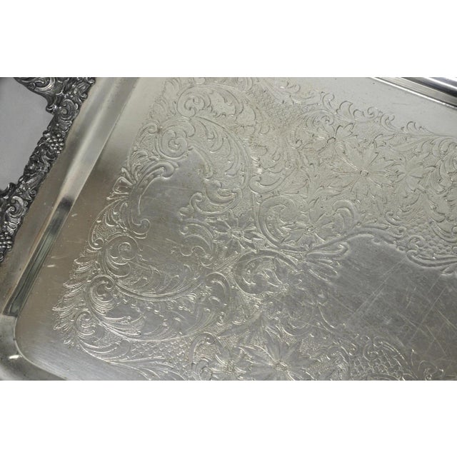 Vintage English Victorian Silver Plated Copper Narrow Serving Platter Bar Tray For Sale - Image 10 of 18