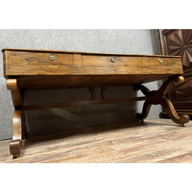 Charles X Center Desk in Rosewood and Lemonwood, 1820 For Sale - Image 6 of 6