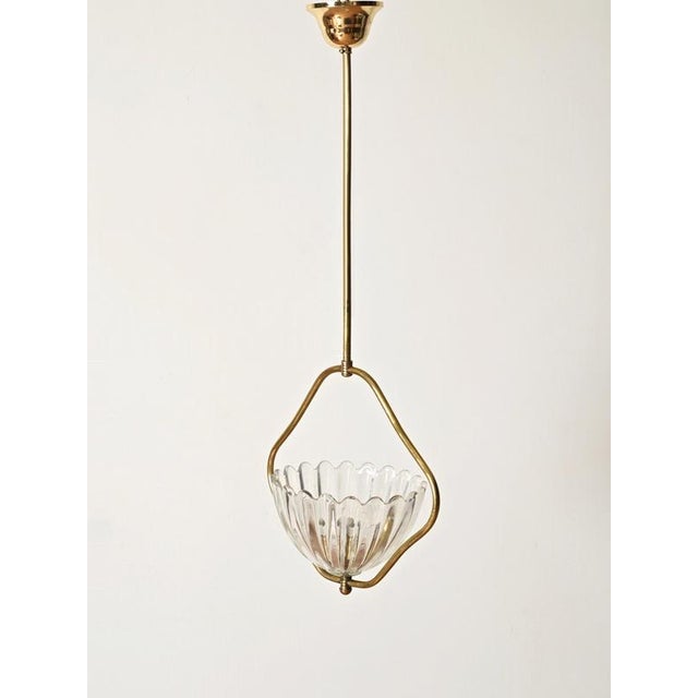 Floral Murano Glass and Brass Pendant from Barovier, Italy, 1940s For Sale - Image 6 of 16