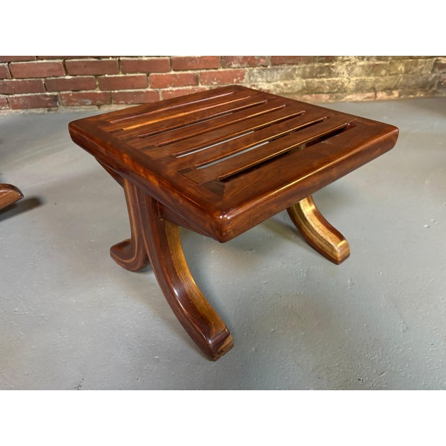 Salvador Vidal Exotic Wood Cantilevered Rocker and Ottoman For Sale - Image 10 of 12