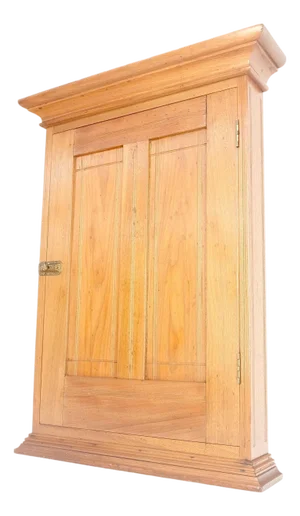 Victorian Solid Walnut Hanging Flat Wall Cabinet for Keys Crown Top MINT
