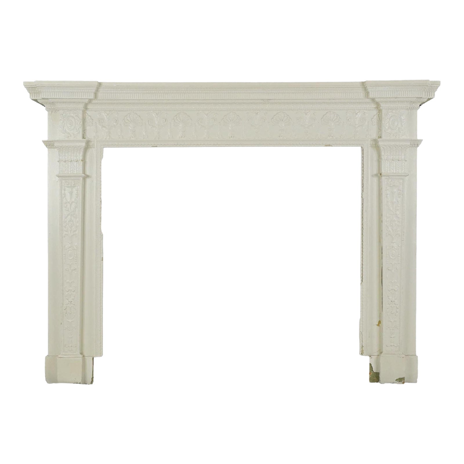 Antique Victorian White Wooden Fireplace Mantel | Chairish