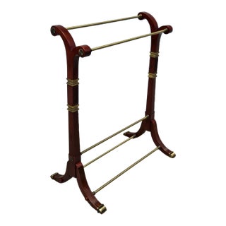 Bombay Company Brass & Mahogany Quilt Rack or Towel Stand For Sale
