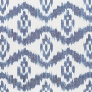 Schumacher Madaket Ikat Fabric in Indigo For Sale