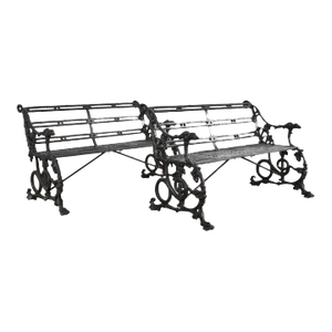 Pair of Coalbrookdale Serpent and Grape Pattern Iron Garden Benches