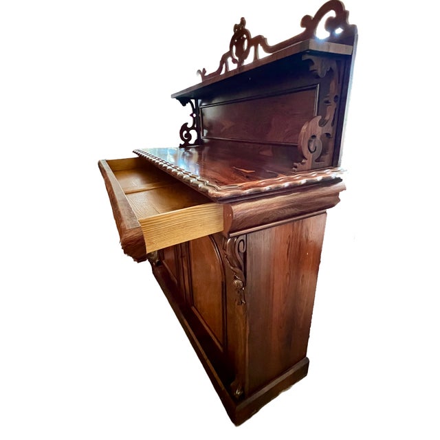 Brown Large Victorian Mahogany & Rosewood Server Sideboard Chiffonier Buffet Turn of the Century For Sale - Image 8 of 10