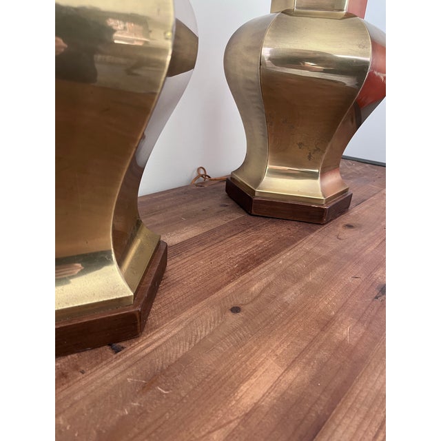 Late 20th Century Late 20th Century Frederick Cooper Brass Ginger Jar Lamps-a Pair For Sale - Image 5 of 11