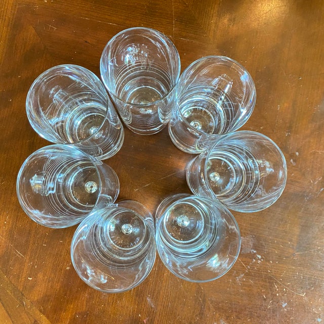 Mid-Century Modern Vintage Krosno Poland Bubble Bottom Highball Glasses - Set of 7 For Sale - Image 3 of 7