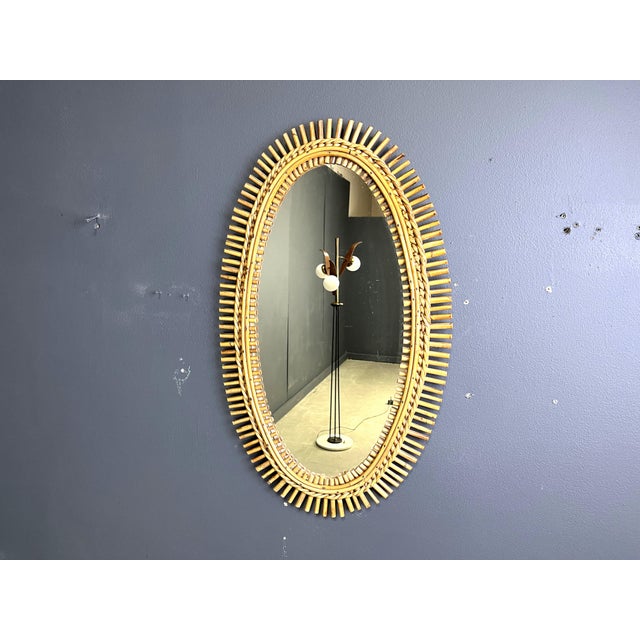 Wood Mid-Century Bamboo Mirror, 1960s For Sale - Image 7 of 9