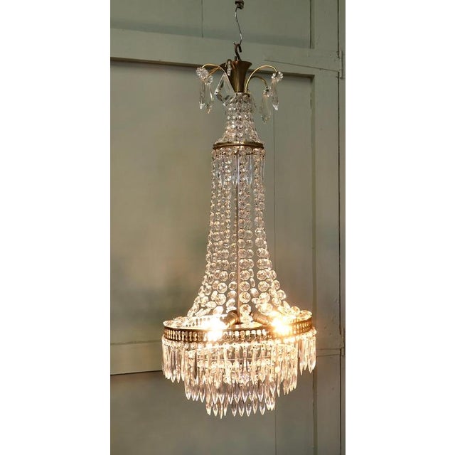 Traditional Large French Empire Tent and Waterfall Chandelier, 1930 For Sale - Image 3 of 9