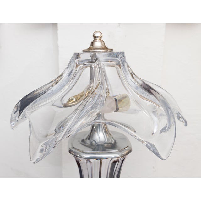 Glass Pair of Mid-Century Transparent Glass Lamps For Sale - Image 7 of 8